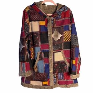 Patchwork Hooded Jacket - Multicolor